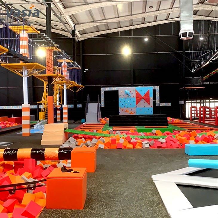 trampoline park with ball pit
